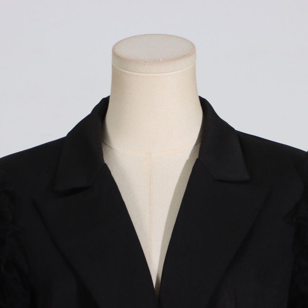 2026 Spring Women's Retro Pleated Mesh Spliced Suit Jacket