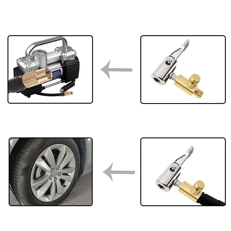 Portable Inflatable Pump Connector Car Tire Air Chuck Compressor Tire Inflator Tire Chuck with Barb Connector for Hose Repair