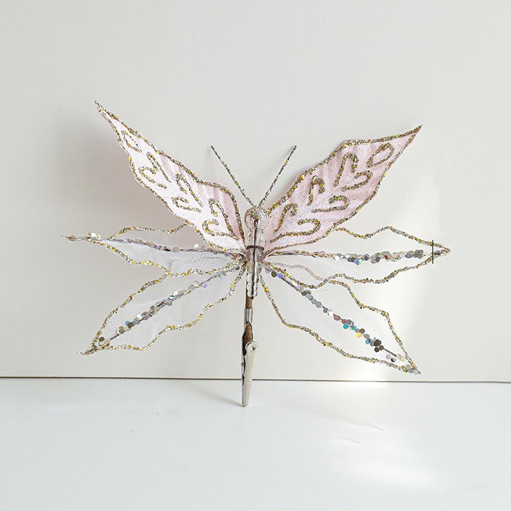 

Glitter Christmas Simulation Butterfly Double Sequins Xmas Tree Decoration Christmas Tree розовый