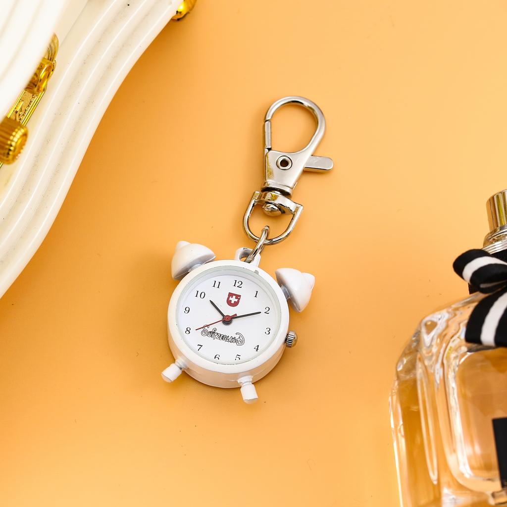 Mini süßer kleiner Wecker-förmiger Hängeuhr Schlüsselanhänger Uhr Tasche Cartoon Schlüsselanhänger Kreative Hänge-Dekoration Schlüsselanhänger