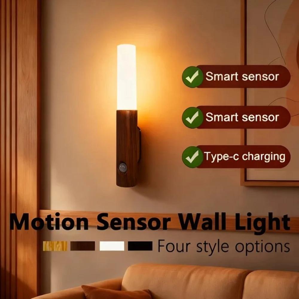 Motion Sensor LED Night Light Magnetic Portable Rechargeable Wall Lamp Indoor Small Djustable Cool and Warm Color Temperature