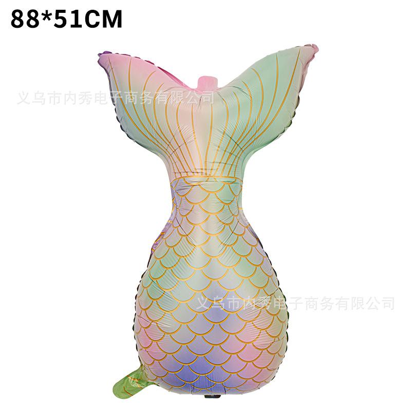 Special-Shaped Mermaid Balloon Birthday Party Decoration Balloon Fish Tail Shell Modeling Aluminum Film Ocean Fairy Tale