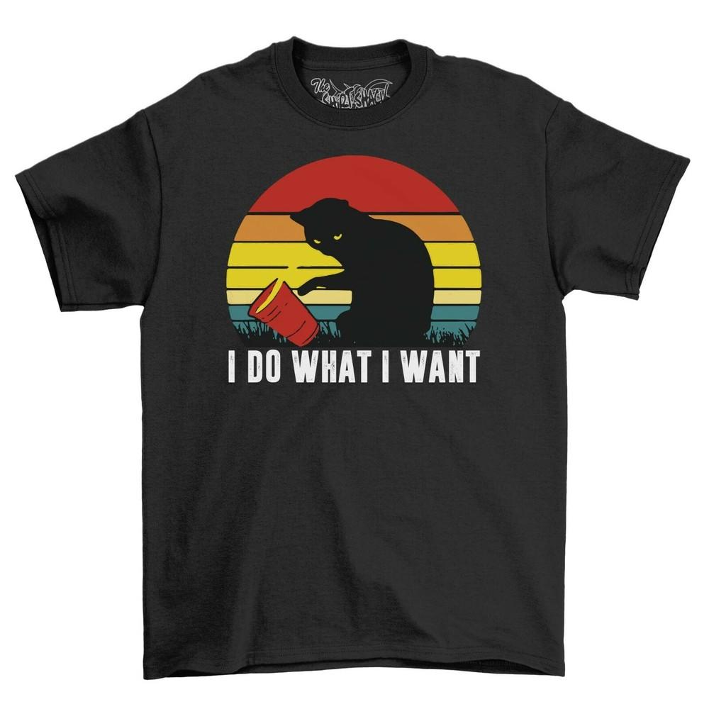 I Do What I Want Black Cat Men Comedy T-Shirt Top Gift Men's Funny Novelty Shirt