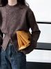 Knit Top Sweater for Long Crew Short Zip Slimming Available in Three Brown [JINJUDUO] Women, Sleeve, Autumn/Winter, Lightweight, Neck, Casual,