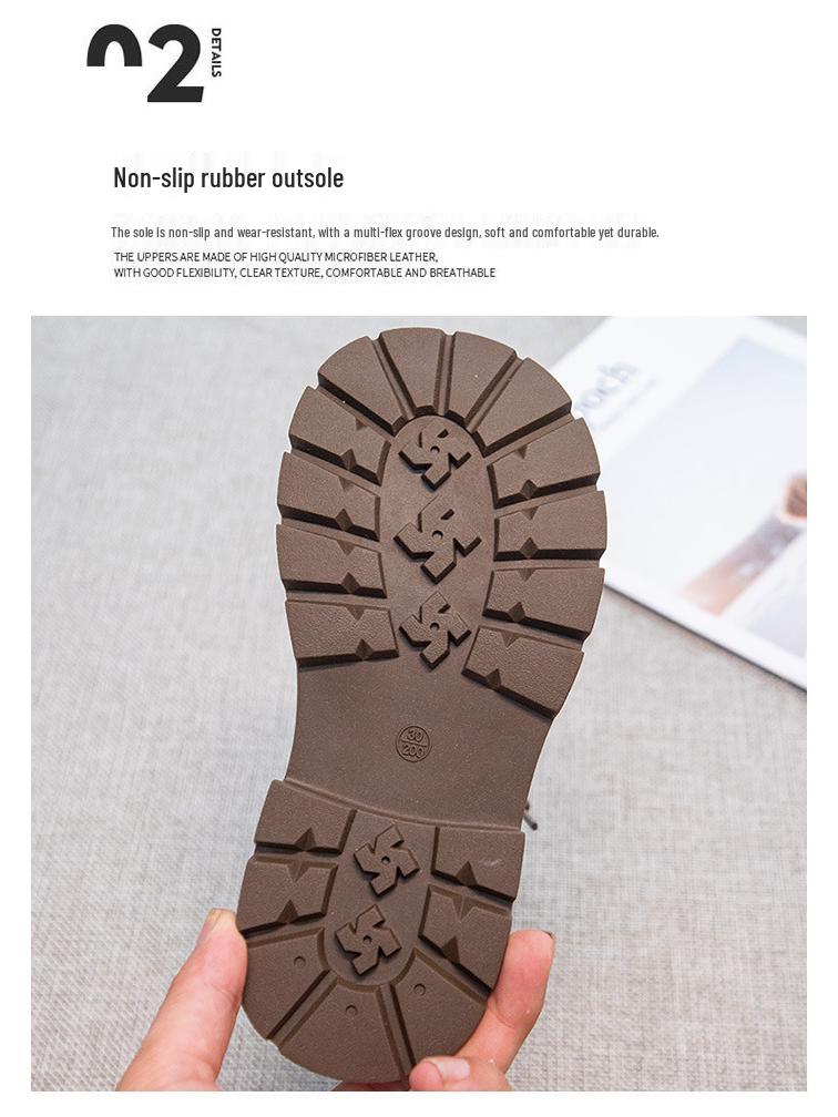 Autumn/Winter 2025 Girls' Leather British Style Non-slip Martin Boots for Kids - Princess Design