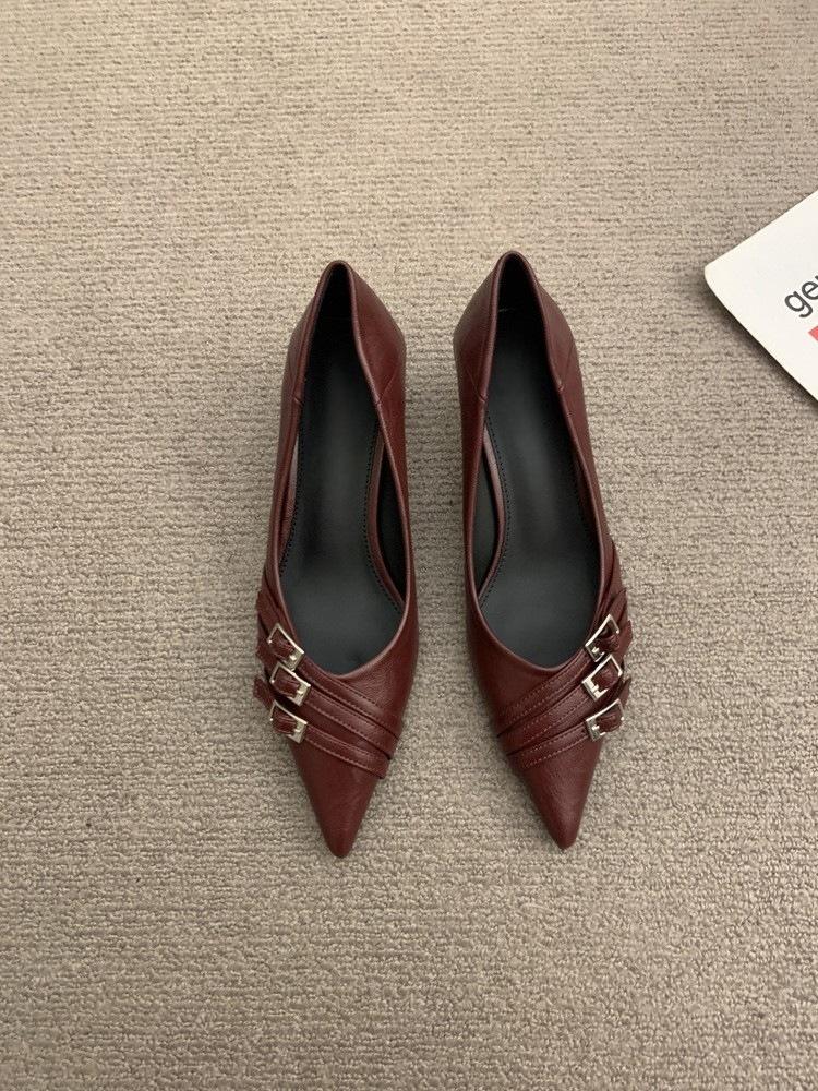 Commuter versatile single shoes women's shoes New Year's spring and autumn kitten heel pointed head shallow mouth thin heel ladyshoes