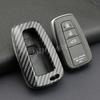 For Toyota Car Key Case Cover Fob Chain Ring Shell Camry RAV4 Avalon Corolla C-HR Prius 86 GT86 Highlander Mirai Carbon Fiber