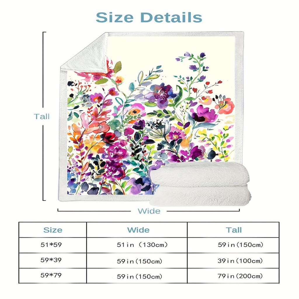 Soft, Cozy, Machine Washable Flannel Blanket with Vibrant Floral Design - Luxurious All-Season Blanket Perfect for Couch, Bed, o