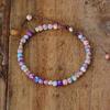 8mm Purple Imperial Jasper Beaded Bracelets for Women, Adjustable Crystal Bracelets with Alloy Bead, Simple Stone Jewelry