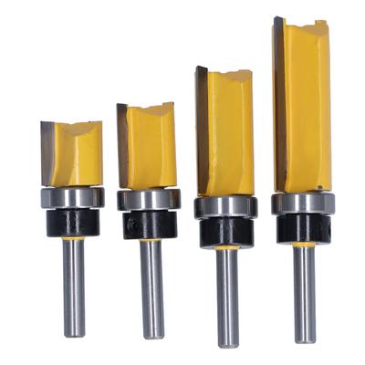 4 Peças Broca Reta para Tupia com Rolamento de Padrão 19mm Diâmetro Haste 1/4in