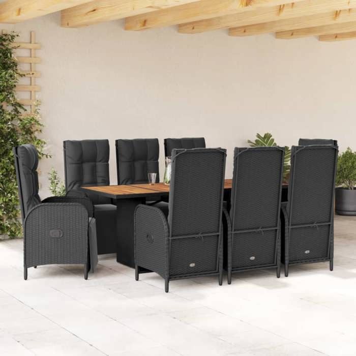 VidaXL Garden Dining Set with Cushions 9 Pcs, Patio Table and Chair, Patio Furniture, Outdoor Furniture, 3213521