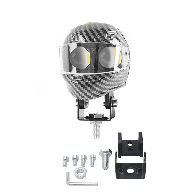Bright Double LED Headlight for Motorcycle Car Helmet Shaped Spotlights Metal Housing and Simple Mounting Kit