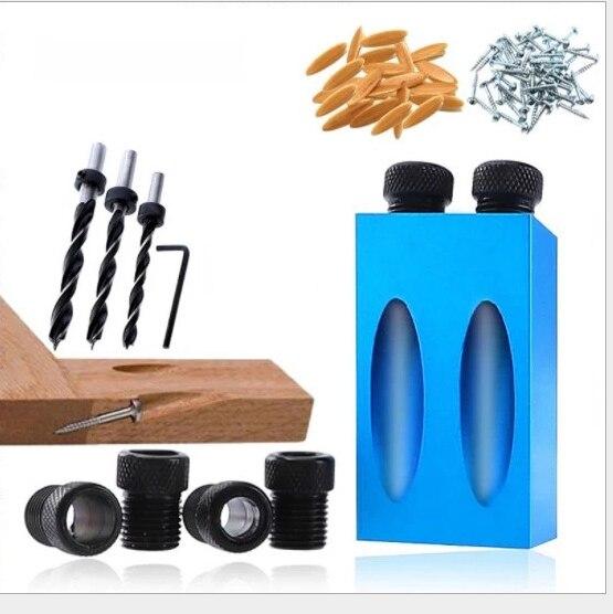 15 Degree Oblique Hole Locator Angle Drilling Locator Aluminium Woodworking Drill Bits Jig Clamp Kit Guide Wood Hand Tools