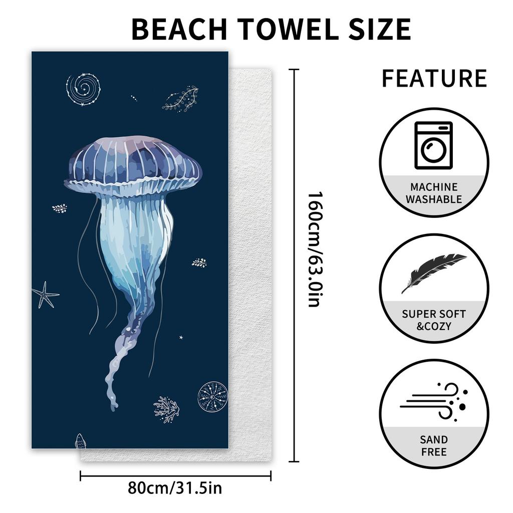 Upf + Beach Towel with Sun Protection Quick Drying Towel Outdoor Travel Seaside Beach Towel
