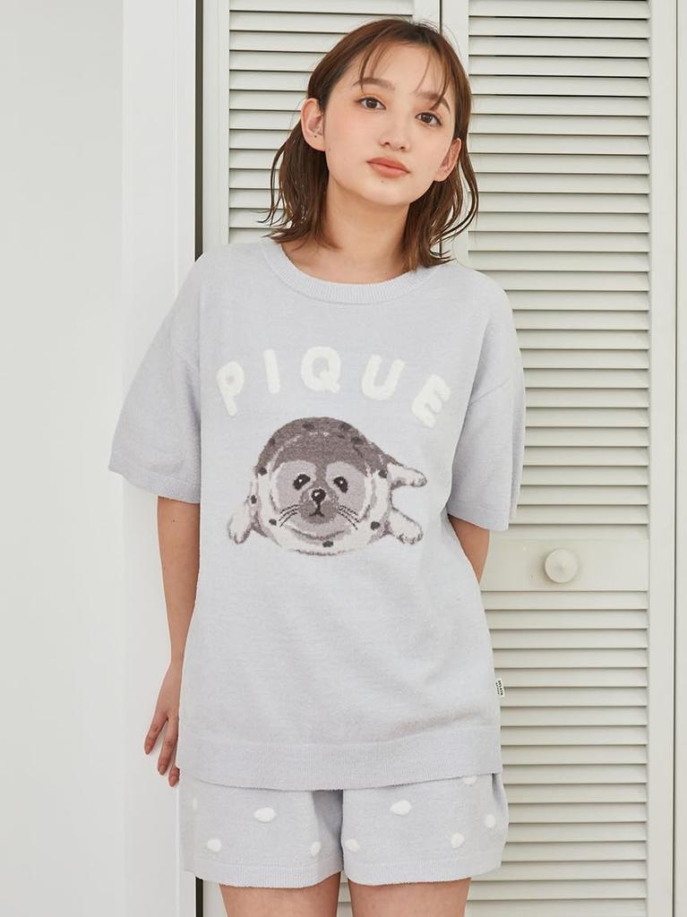 gelato pique Seal Print JQD Pullover Shorts Set Blue & (PWNT252016) Women's