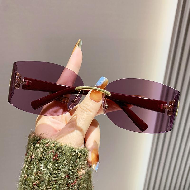 New Frameless Uv Sunglasses High-end Trendy Glasses Personalized Retro Sunglasses 90301