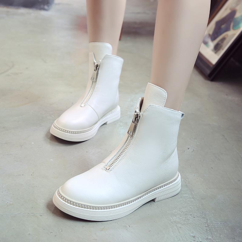 front zip flat boots