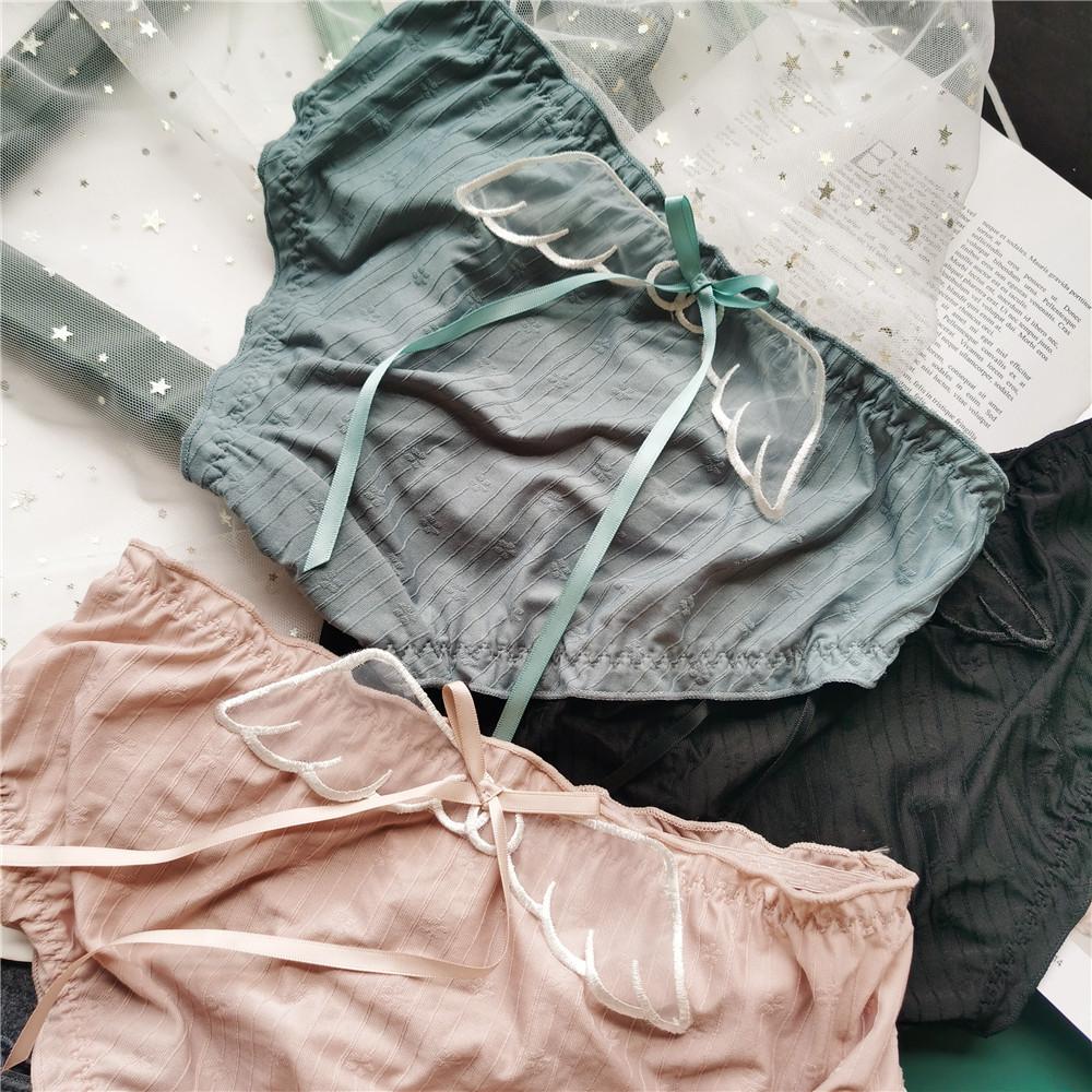 Briefs Cute Elastic Big Jacquard Dark Ice Silk Underwear Sexy Low-rise Women's Panties