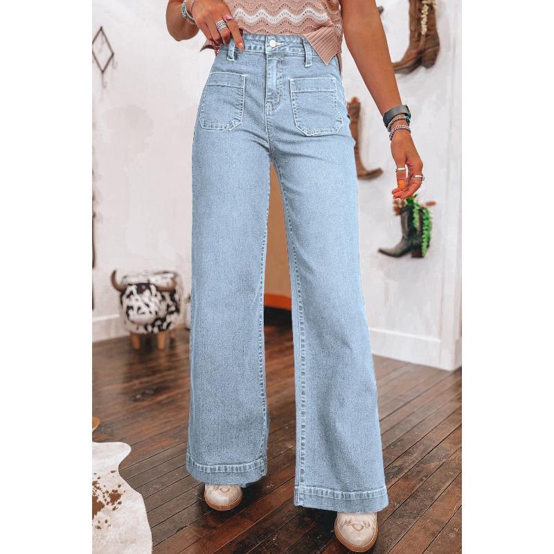 Spring New Dark Blue High-waisted Wide-leg Jeans Women's Fashion Retro Straight-leg Pants