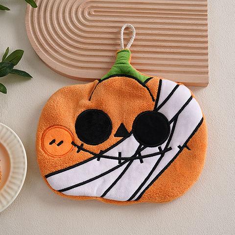 New Cross-border Halloween Cute Pumpkin Home Decoration Pendant Coral Fleece Cartoon Embroidered Pumpkin Hand Towel