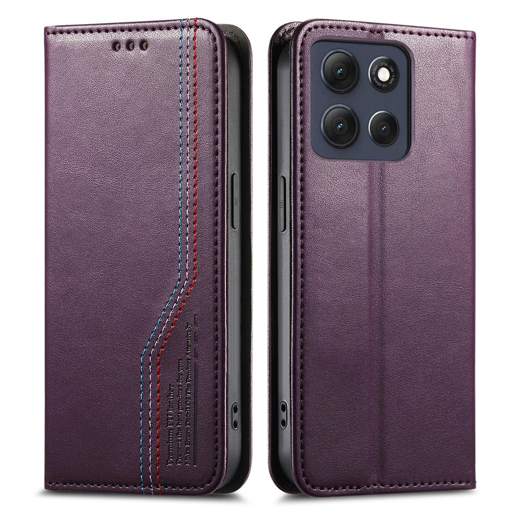 For Motorola Moto G86 5G Case Wallet Tri-Color Stitching Leather Phone Cover with Elastic Wristband