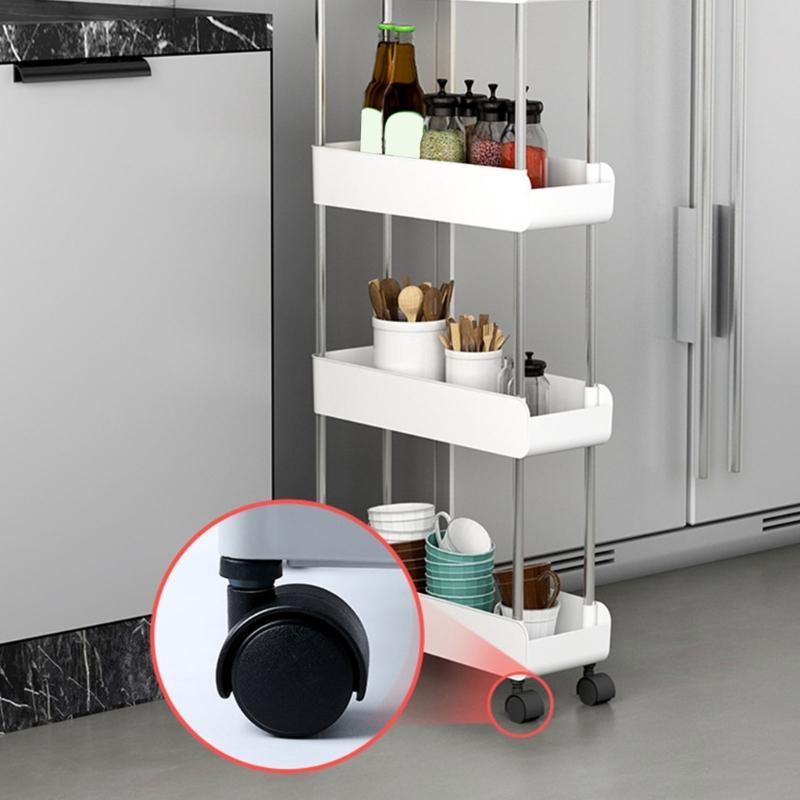 Versatile Rolling Storage Cart Practical Mobile Serving Trolley Functional Kitchen Storage Rack Kitchen Shelf