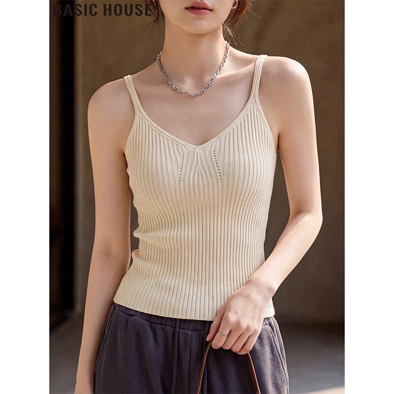 Basic House Women s V-Neck Knit Camisole Top S