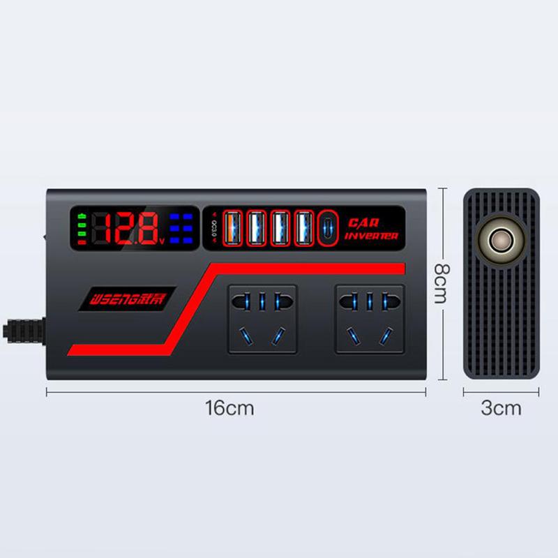 1 Piece Auto Accessories Usb Chargers Voltage Display Car Inverter Car Socket Usb Fast Charging 200W Qc 3.0 Power Adapter