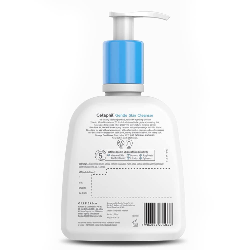 Cetaphil Gentle Skin Cleanser Face Wash For Dry Sensitive Skin With Hydrating Formula Non Comedogenic Soap Free Moisturizing Lotion 250 Ml