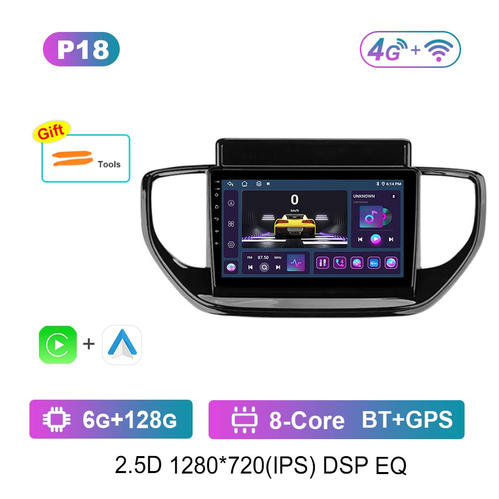 9 Inch DSP Stereo Car Radio Multimedia Player for Hyundai Solaris 2 II 2020 - 2021 GPS Navi Android OS 4G BT WiFi Auto Tools