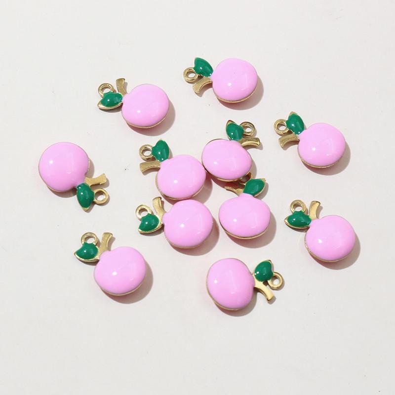 20pcs 11x8mm Stainless Steel Enamel Fruit Cherry Apple Charms Pendant for Earrings Necklace Bracelet DIY Jewelry Accessories