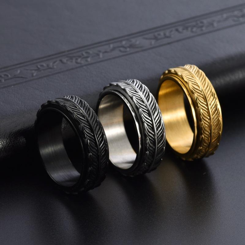 Herrs  Coola Rringar Fiskstjärtform Roterande Metall Spinner Fidget Anti Stress Och Ångest Ring Vintage Smycken 2025