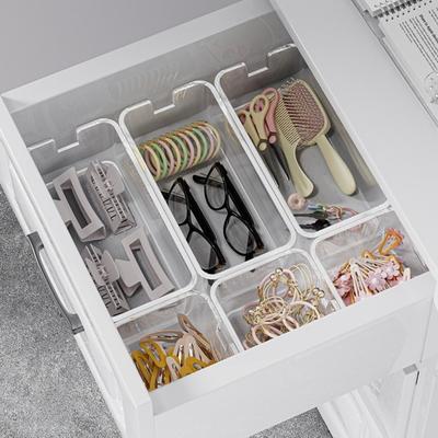 Transparent Desk Drawer Organizer PET Save Space Mirror Cabinet Organizer Stackable Design Multifunction Desktop Storage Box