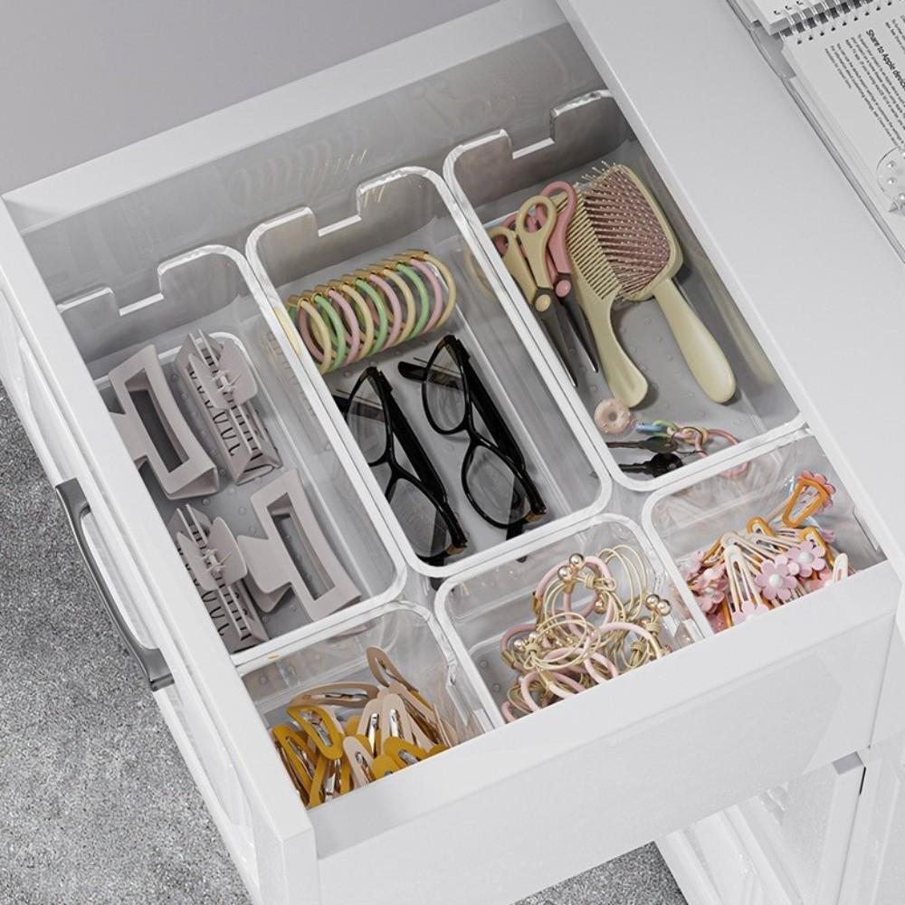 Transparent Desk Drawer Organizer Save Space PET Mirror Cabinet Organizer Multifunction Stackable Design Desktop Storage Box