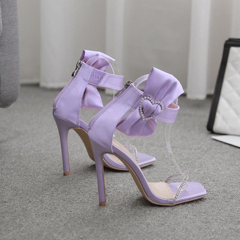 

Современные женские туфли, милые бабочки-узлы, сексуальные стразы, шелковые ленты, тонкие босоножки на высоком каблуке, фиолетовые банкетные свадебные туфли 35 фиолетовый