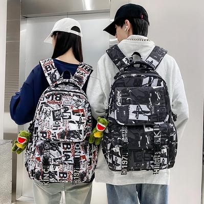 High School Junior High School Large Capacity School Bag Graffiti Backpack Student Bag Street Male Female College Student Travel Backpack