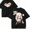 Stylish Black Anime Girl Double-Sided Print Casual Cotton Short-Sleeve Comfort Fahion T-Shirt