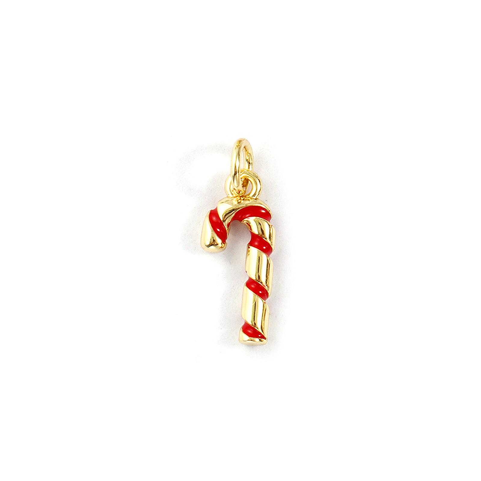 

2 Pcs Brass Christmas Charms Gold Plated Enamel Snowman Christmas Tree Candy Cane Pendants For DIY Necklace Jewelry Making