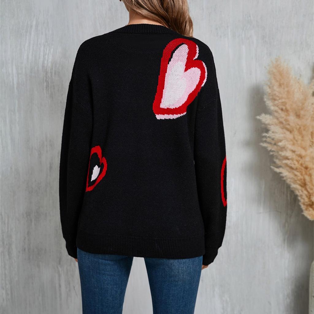 Kvinners uformelle mote rundhalset hjertegenser strikket bunnskjorte