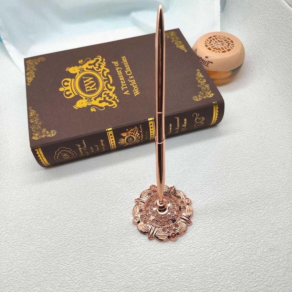 Electroplated Cylinder Pen & Flower Base Holder Set