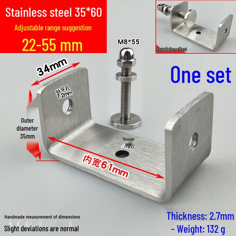 Square Tube Clamp U-Angle Clip with Hole Connector for Mounting