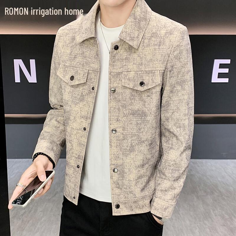 ROMON Men s Spring Autumn Korean Style Lapel Jacket XL
