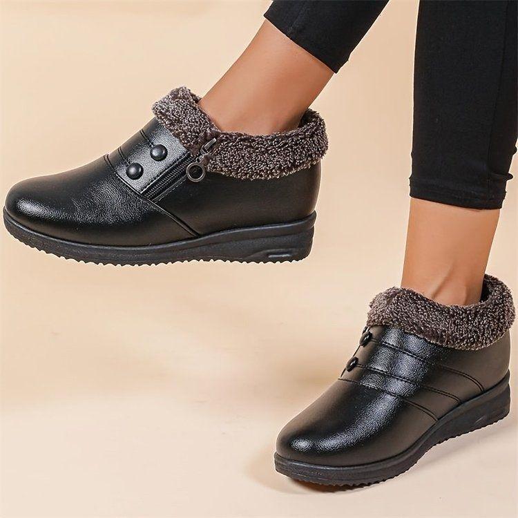 Flat bottom low top cotton shoes women's boots thickened cotton shoes velvet warm fashion boots 2025 winter work non-slip mother shoes