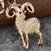 Golden Plated Key Ring Sparkling Rhinestone Goat Keychain for Men Zinc Alloy Accessory Women Decorative Keychain Car Keys Handbags Backpacks Purses