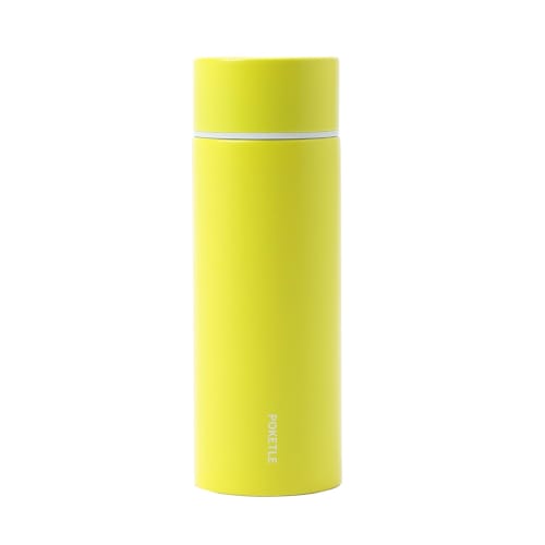 

POKETLE Water Bottle, Slim Mini Water Bottle, Lightweight Stainless Steel, 120ml, Yellow