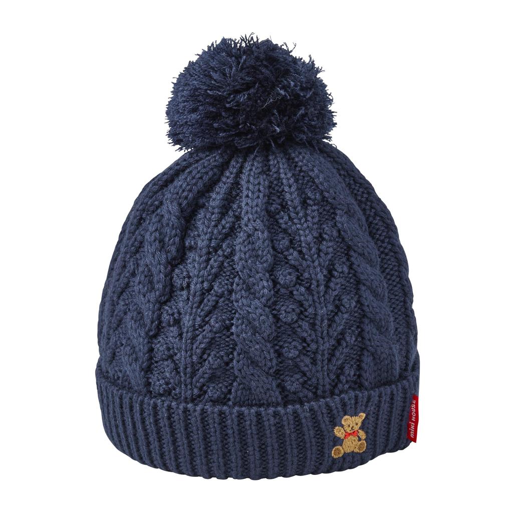 [Miki House] Knitted Hoodie, Knitted Hat, Bear, Plain, Made in Japan, Cable Knit, Hat, Hood, Boys, Girls, Baby, Kids, Baby Clothes, Children's