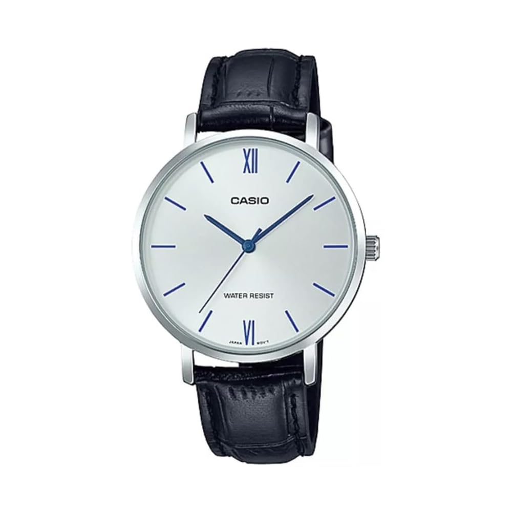 Casio LTP-VT01L-7B1 Quartz Women s Watch Silver Black Leather Band Imported Model