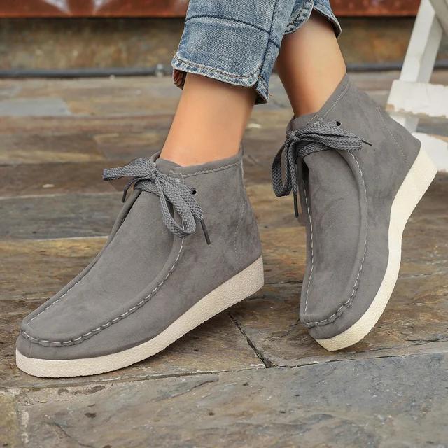 Fashion Autumn Women's High Top Sneakers New Lace Up Flat Shoes for Ankle Boots Outfoor Casual Heel Women's Shoes