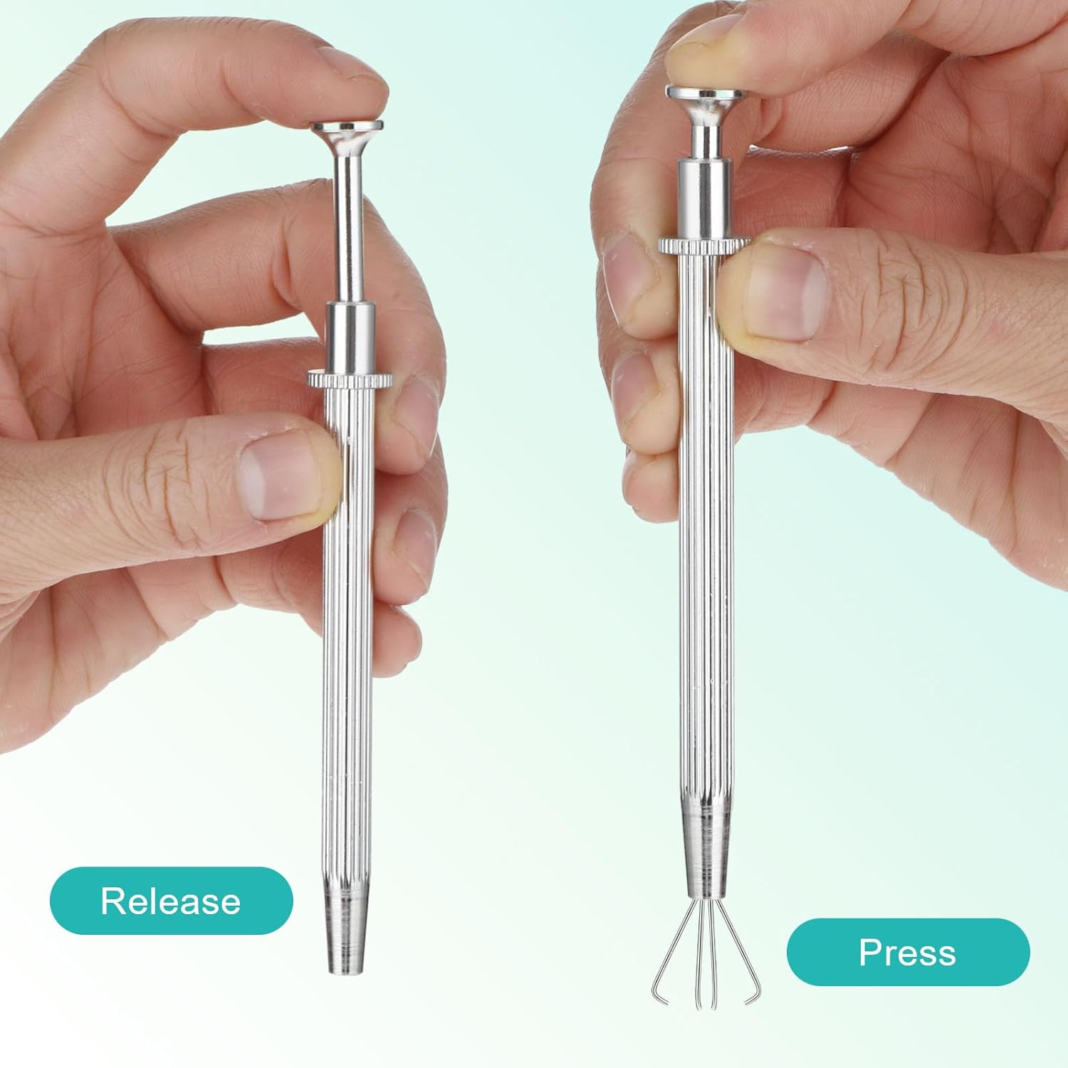 Bewudy 3Pcs Piercing Ball Grabber Tool Set, 4 Prongs Holder Diamond Claw Grabber Pick Up Tool, Precision Stainless Steel Jewelry Tweezers For Tiny