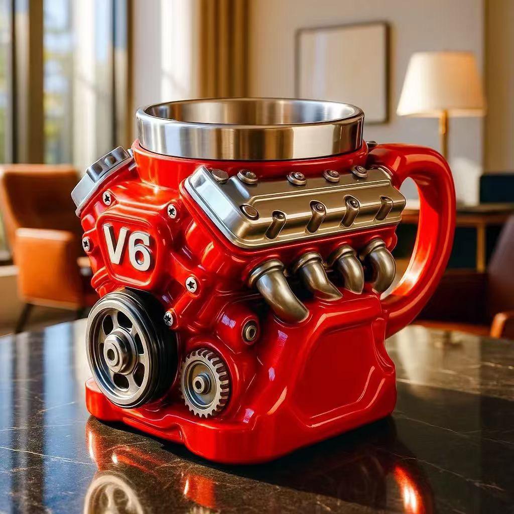 

V8 Engine Resin Coffee Mug: Personalized High-End Design